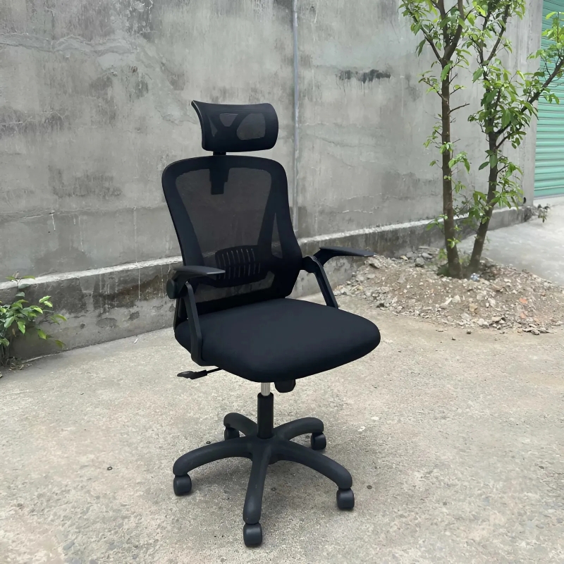 Ghế Xoay Tựa Đầu Tay Gập Màu Đen - GX70