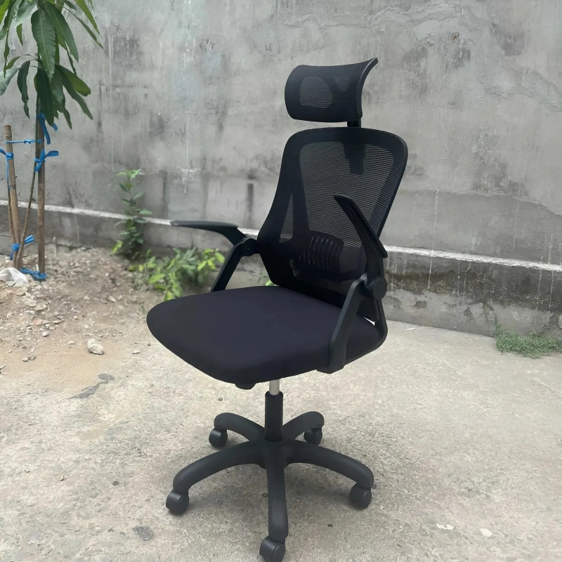 Ghế Xoay Tựa Đầu Tay Gập Màu Đen - GX70