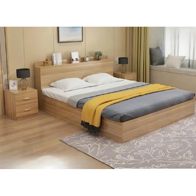 Giường Ngủ Gỗ Có Kệ Đầu Giường Dễ Vệ Sinh - GN30