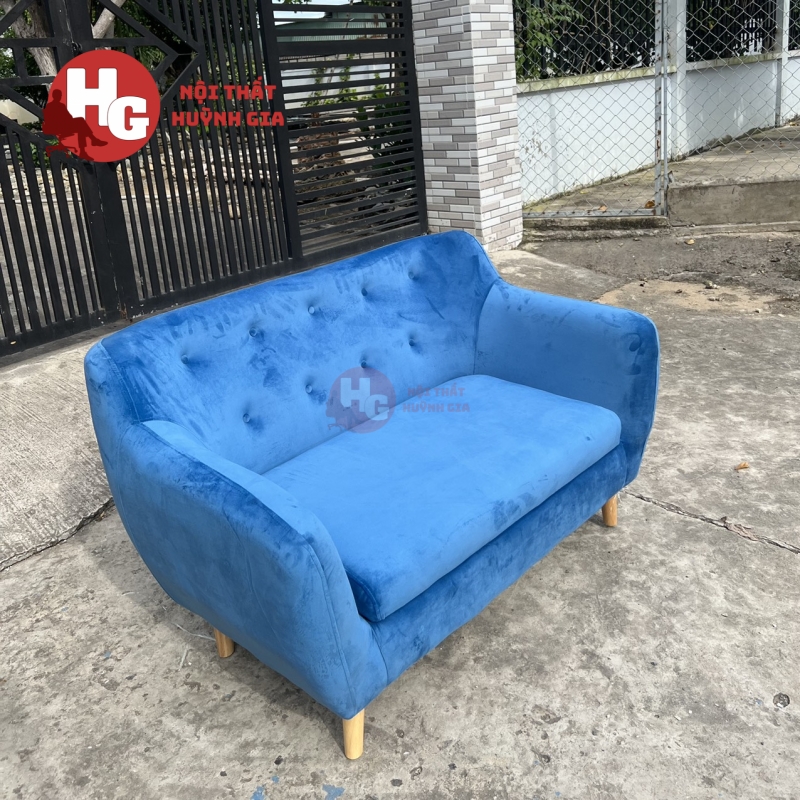 Sofa băng xanh nhung giá rẻ - SF1