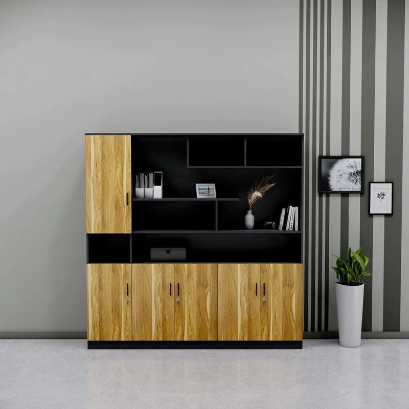 Tủ Hồ Sơ Cánh Gỗ Kết Hợp Kệ Trang Trí Tiện Lợi - THS421