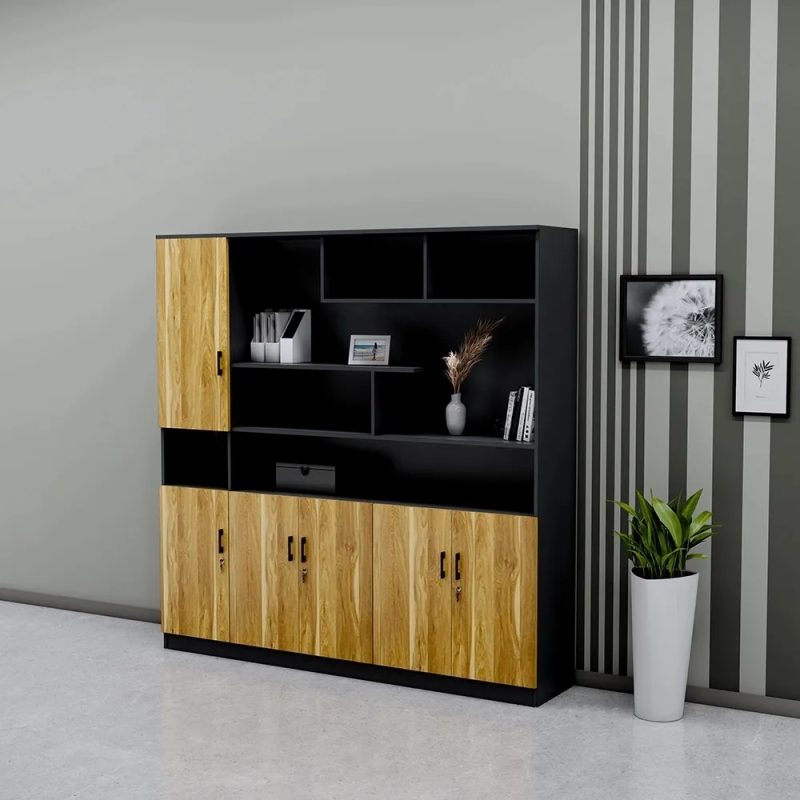 Tủ Hồ Sơ Cánh Gỗ Kết Hợp Kệ Trang Trí Tiện Lợi - THS421