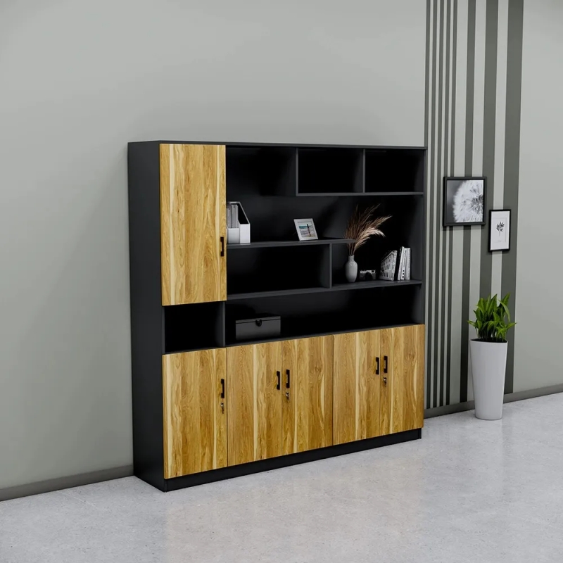 Tủ Hồ Sơ Cánh Gỗ Kết Hợp Kệ Trang Trí Tiện Lợi - THS421