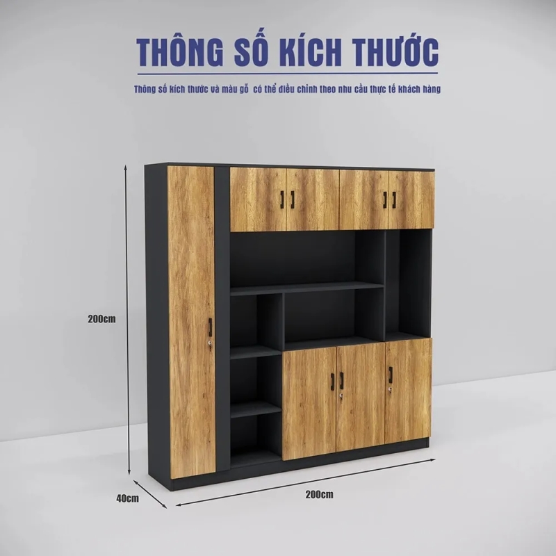 Tủ Hồ Sơ Kết Hợp Hệ Kệ Trang Trí Trung Tâm - THS400