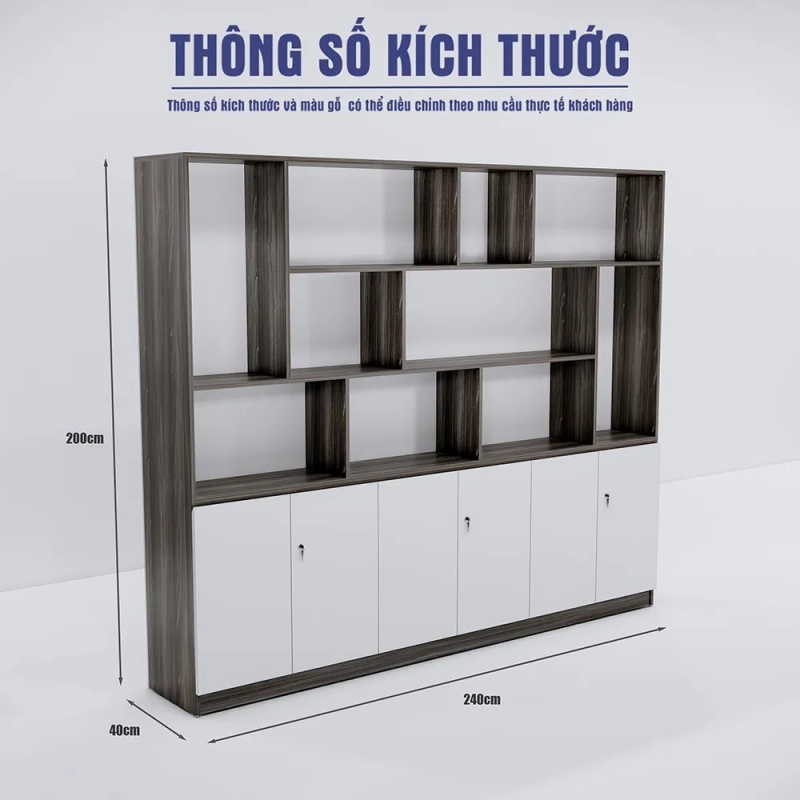 Tủ Hồ Sơ Trưng Bày Thiết Kế Ô Ngăn So Le - THS413