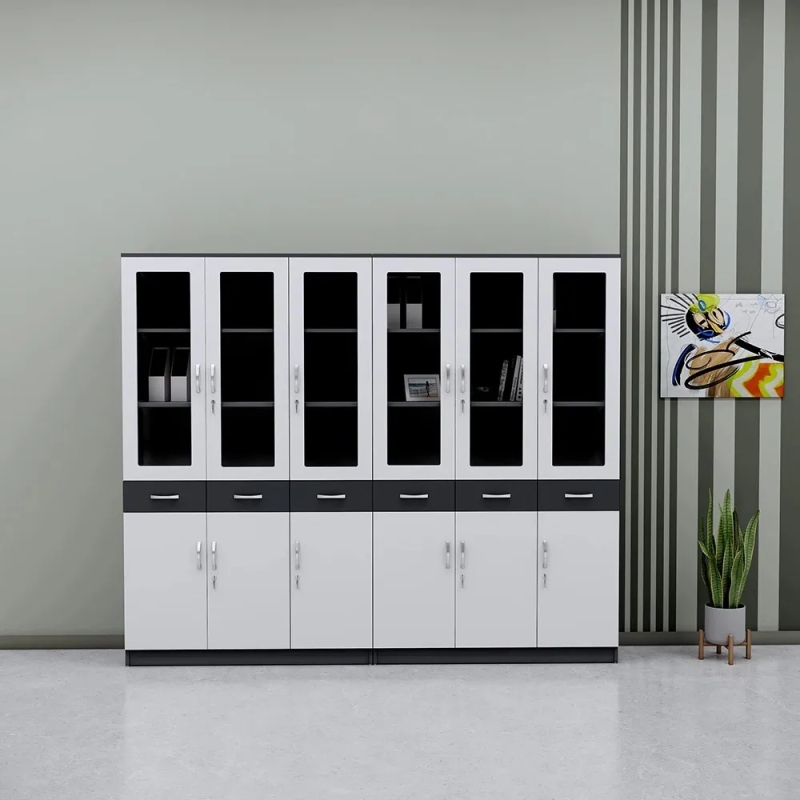 Tủ Hồ Sơ Văn Phòng 6 Khoang Cánh Kính Hiện Đại - THS416