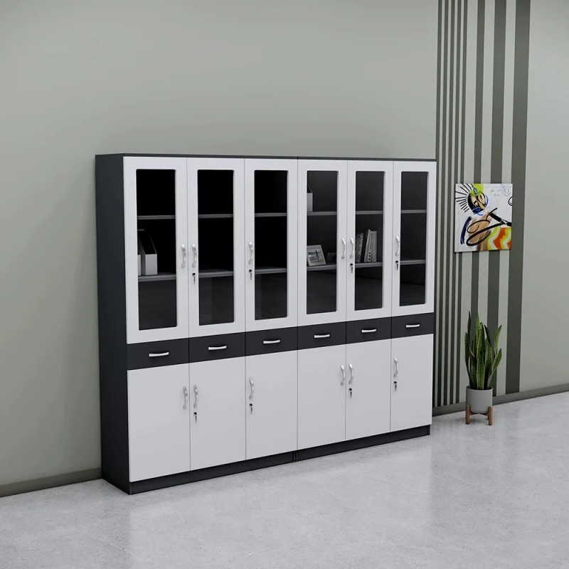 Tủ Hồ Sơ Văn Phòng 6 Khoang Cánh Kính Hiện Đại - THS416