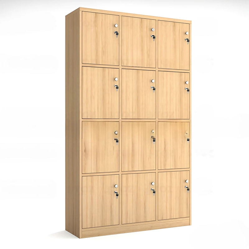 Tủ Locker 15 Ngăn Màu Vàng Vân Gỗ - TLK76