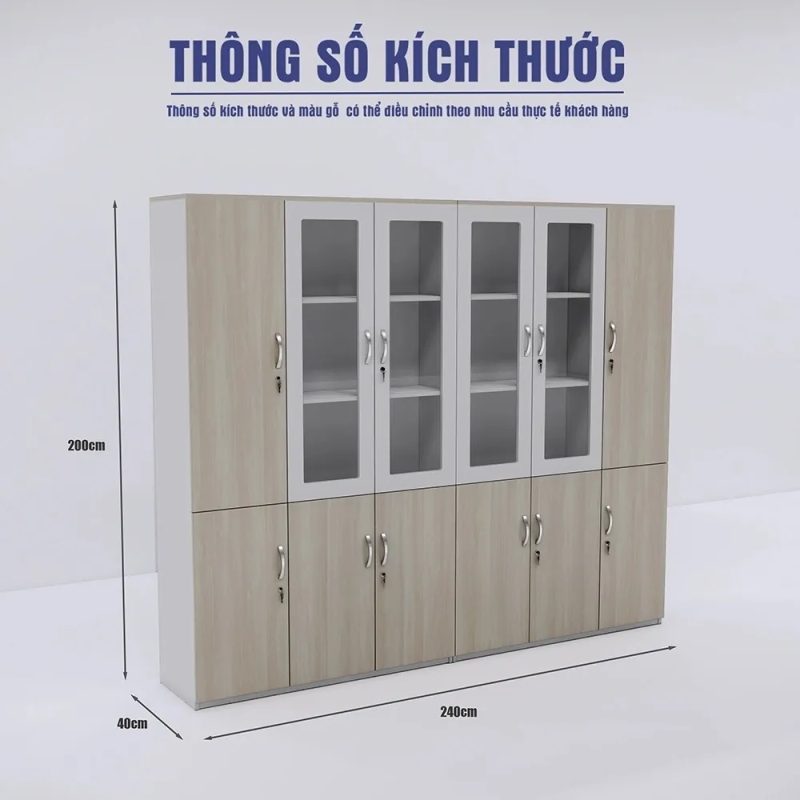 Tủ Tài Liệu 12 Cánh Kết Hợp Ô Trang Trí Đa Năng - THS419