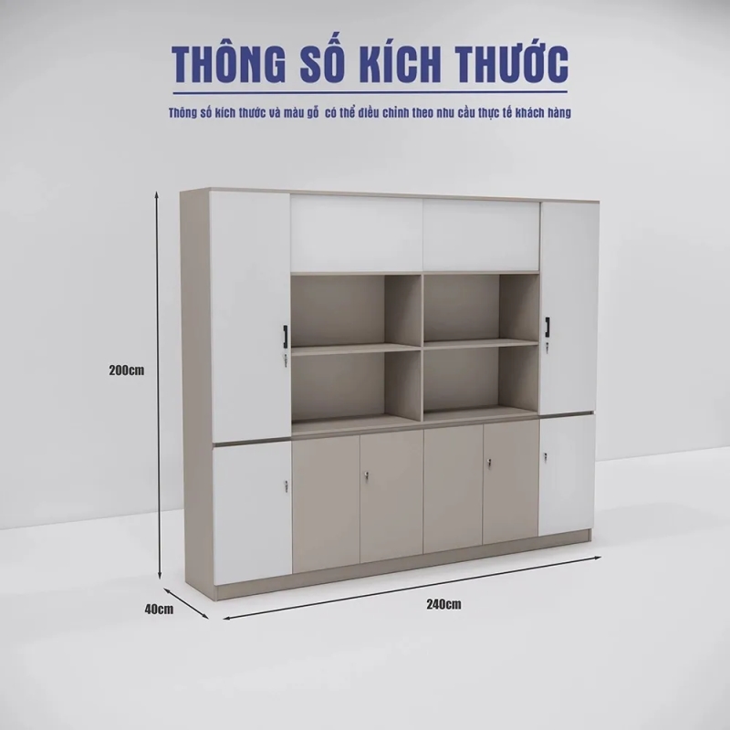 Tủ Tài Liệu 6 Cánh Kín Kết Hợp Kệ Trưng Bày Đa Năng - THS390