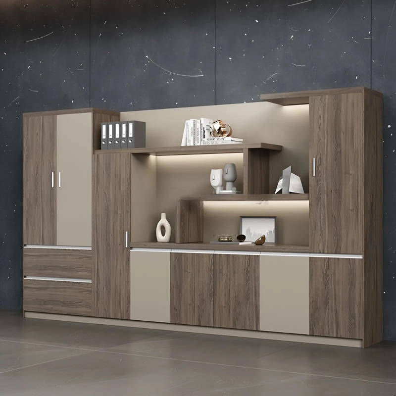 Tủ Tài Liệu Hiện Đại Tích Hợp Khoang Trưng Bày Nghệ Thuật - THS382