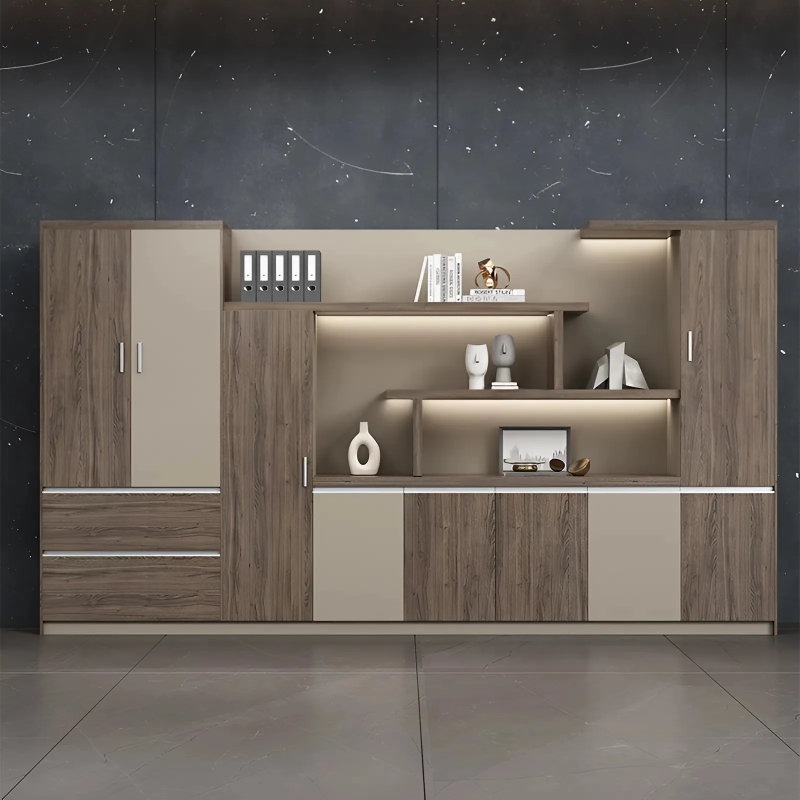 Tủ Tài Liệu Hiện Đại Tích Hợp Khoang Trưng Bày Nghệ Thuật - THS382