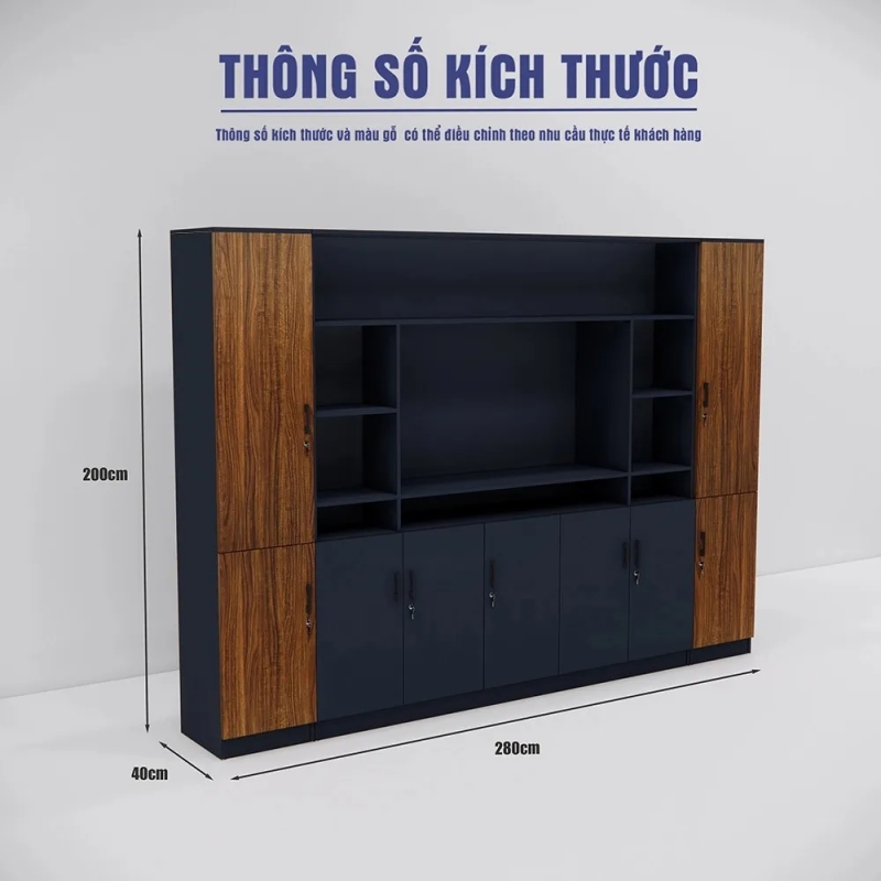 Tủ Tài Liệu Tích Hợp Kệ Decor Trung Tâm Đa Năng - THS409
