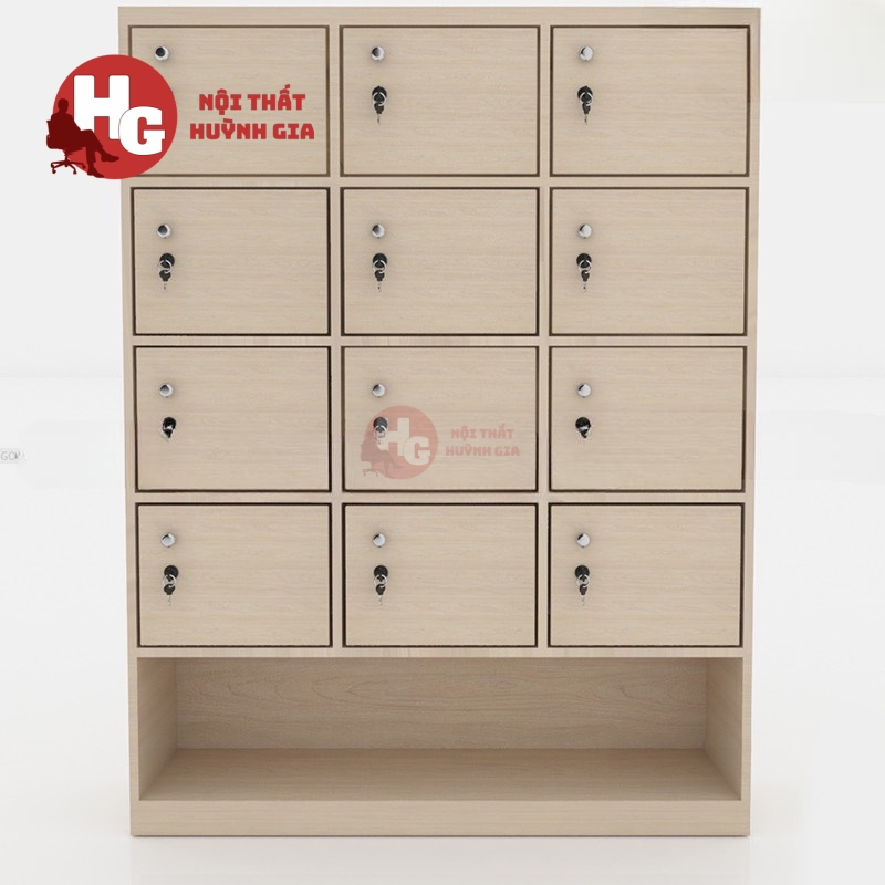 Tủ Locker Gỗ Công Nghiệp 12 Cánh Có Kệ Giày - TLK15