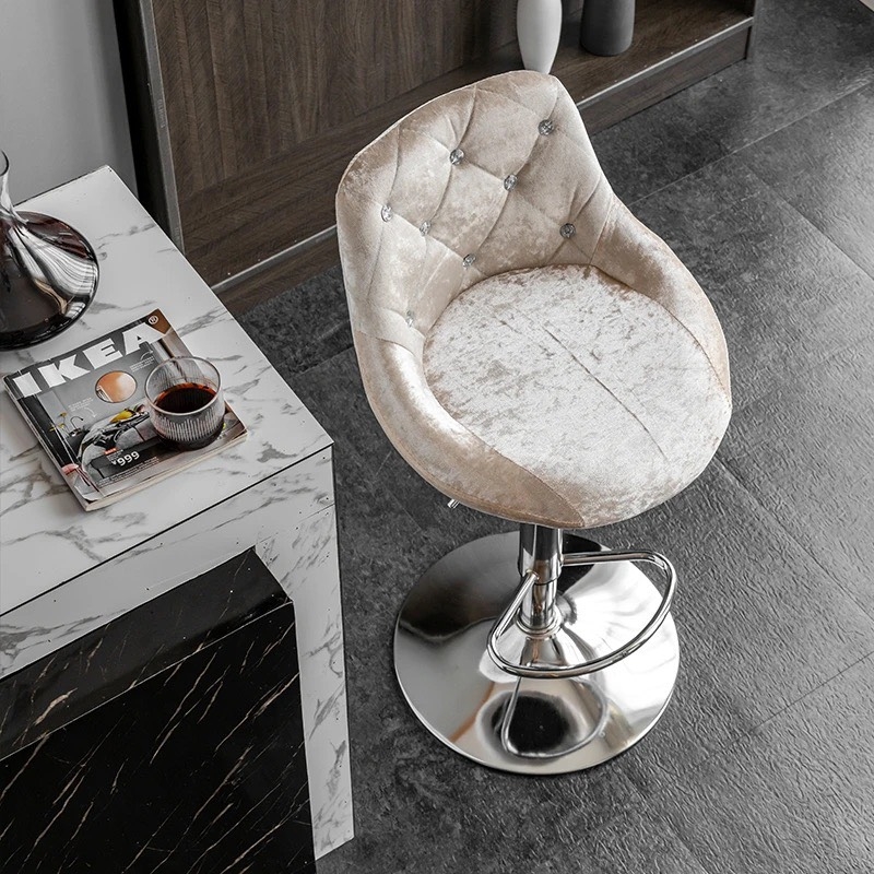 Ghế Bar Lưng Nệm Đính Cúc Chân Mạ - QB15