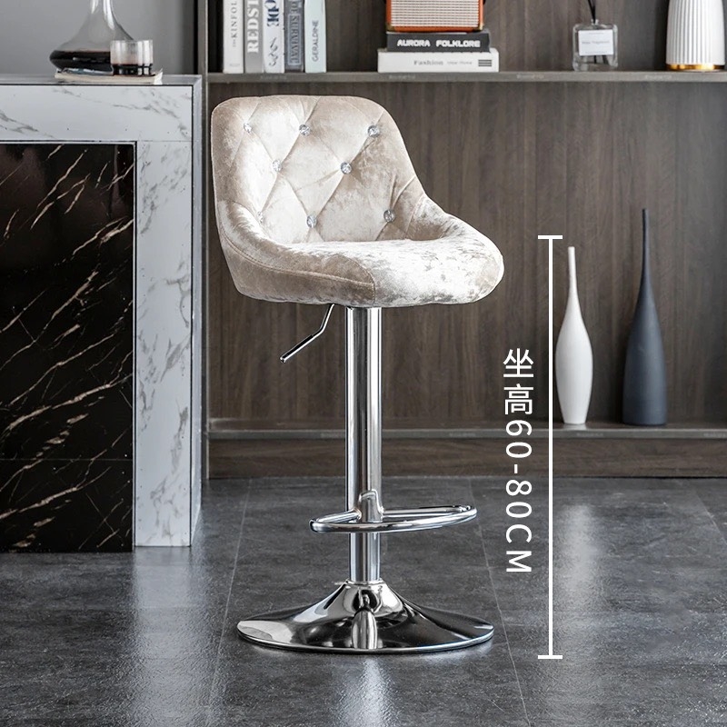 Ghế Bar Lưng Nệm Đính Cúc Chân Mạ - QB15