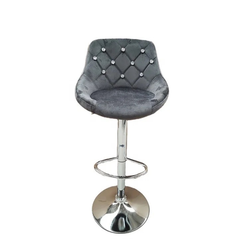 Ghế Bar Lưng Nệm Đính Cúc Chân Mạ - QB15