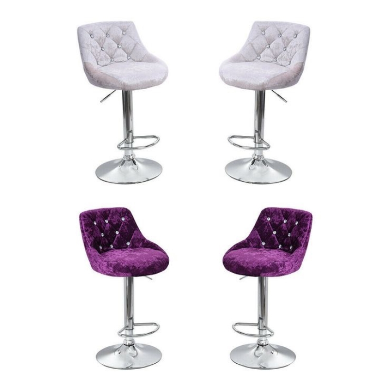 Ghế Bar Lưng Nệm Đính Cúc Chân Mạ - QB15