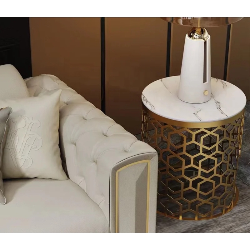 Bàn Trà Sofa Mặt Kính Chân Mạ Vàng - BT12