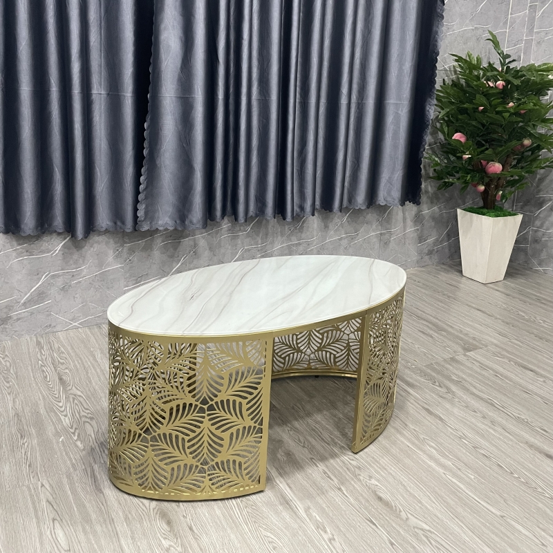 Bàn Trà Sofa Vân Đá Chân Sắt Nghệ Thuật - BT21