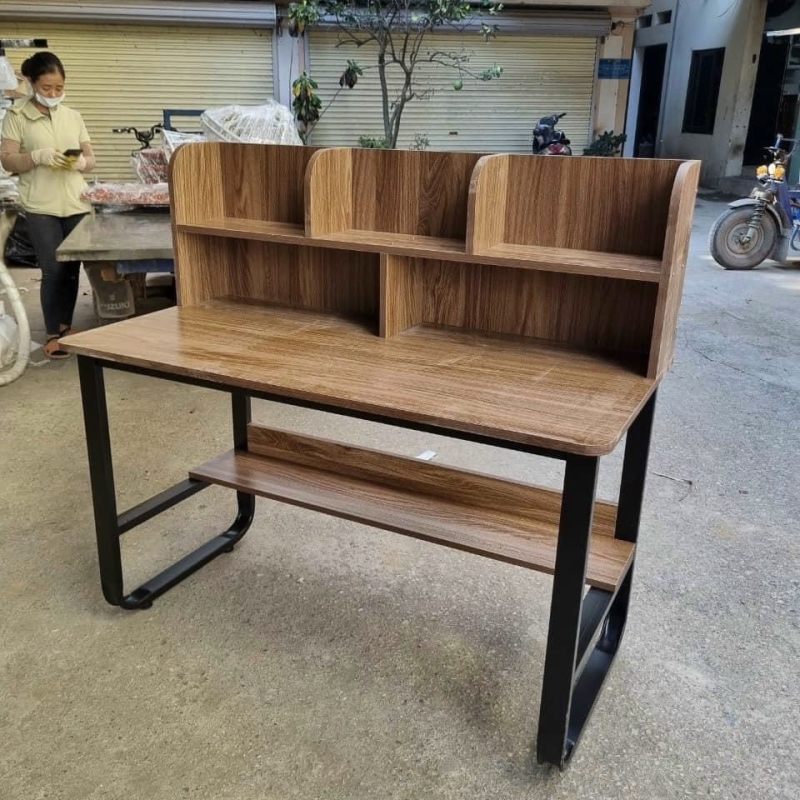 Bàn Văn Phòng Chân U Có Kệ Sách Gỗ - BLV100