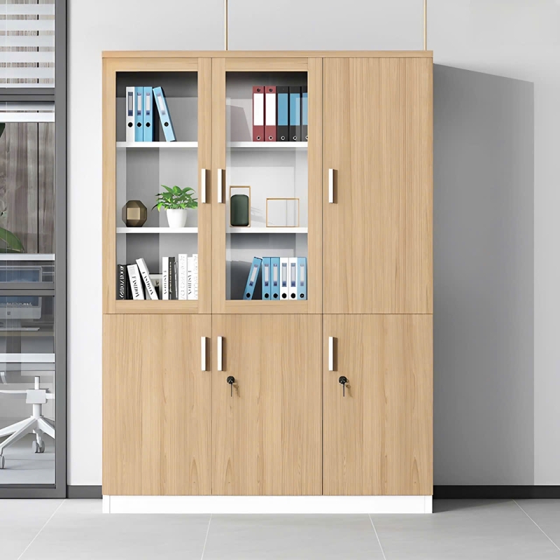 Tủ Văn Phòng 2 Cánh Kính 1 Cánh Gỗ - THS81